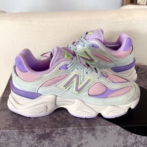 New Balance 9060 Kids Purple Green Reflective PC9060KP Shoes Size 1 M